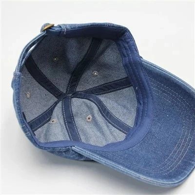 Gewassen denim baseballpet